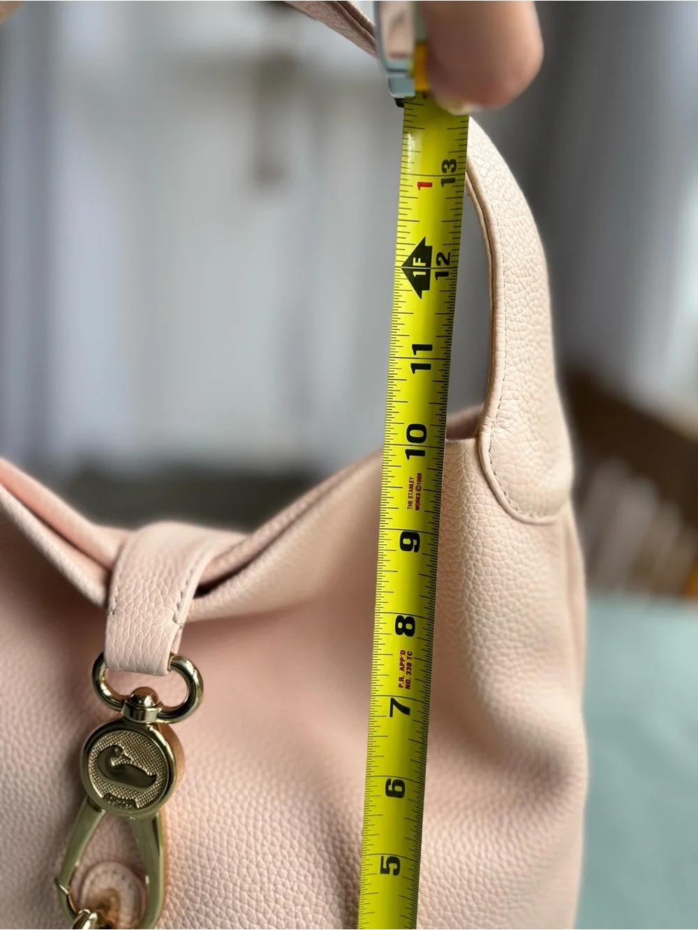 Dooney & Bourke Pebbled Leather Hobo Shoulder Bag in Blush Pink Gold Hardware